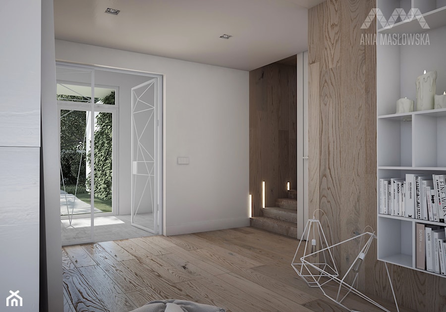 Projekt domu w Józefowie - Średni biały hol / przedpokój, styl minimalistyczny - zdjęcie od Ania Masłowska