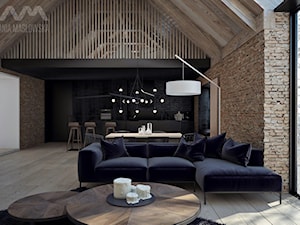 Projekt wnętrz domu pod Białymstokiem_wersja2 - Średnia brązowa jadalnia w salonie, styl nowoczesny - zdjęcie od Ania Masłowska