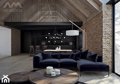 Projekt wnętrz domu pod Białymstokiem_wersja2 - Średnia brązowa jadalnia w salonie, styl nowoczesny - zdjęcie od Ania Masłowska