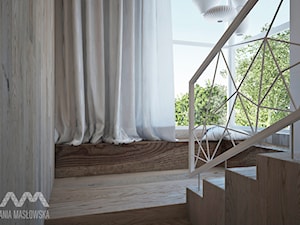 Projekt domu w Józefowie - Schody dwubiegowe drewniane, styl minimalistyczny - zdjęcie od Ania Masłowska