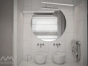 Projekt domu w Józefowie - Średnia z dwoma umywalkami łazienka z oknem, styl minimalistyczny - zdjęcie od Ania Masłowska