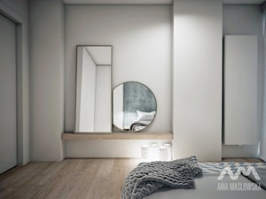 Wilanów - Średnia biała szara sypialnia, styl skandynawski - zdjęcie od Ania Masłowska
