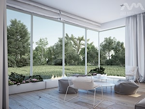 Projekt domu w Józefowie - Średni biały salon, styl minimalistyczny - zdjęcie od Ania Masłowska