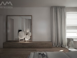 Projekt domu w Józefowie - Duża biała sypialnia z łazienką, styl minimalistyczny - zdjęcie od Ania Masłowska