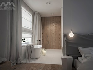 Projekt domu w Józefowie - Mała z punktowym oświetleniem łazienka z oknem, styl minimalistyczny - zdjęcie od Ania Masłowska