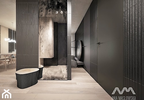 mieszkanie 60 m2 - Średni czarny hol / przedpokój, styl minimalistyczny - zdjęcie od Ania Masłowska