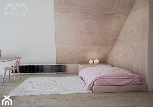 Projekt wnętrz domu pod Białymstokiem_wersja1 - Średni biały pokój dziecka dla dziecka dla dziewczynki, styl skandynawski - zdjęcie od Ania Masłowska