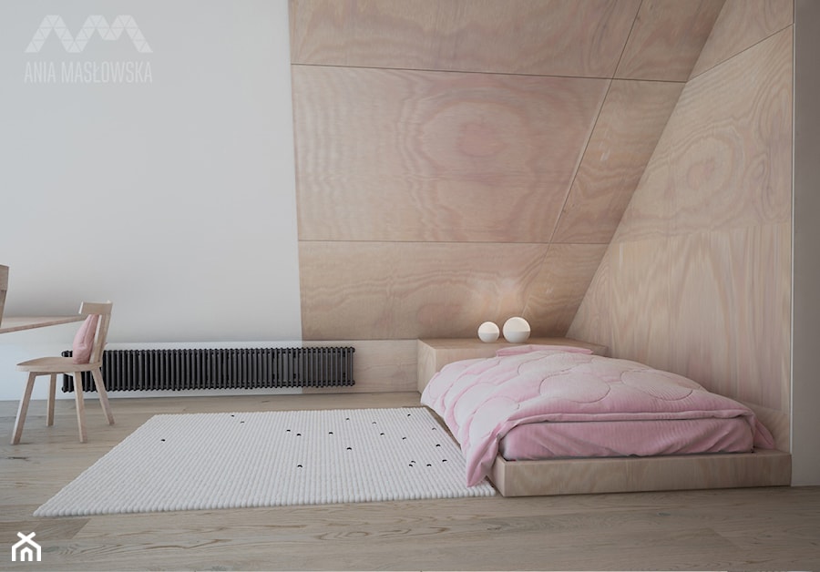 Projekt wnętrz domu pod Białymstokiem_wersja1 - Średni biały pokój dziecka dla dziecka dla dziewczynki, styl skandynawski - zdjęcie od Ania Masłowska