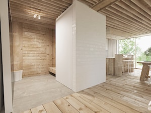 Dom nad jeziorem. - Średni beżowy biały hol / przedpokój, styl rustykalny - zdjęcie od Ania Masłowska