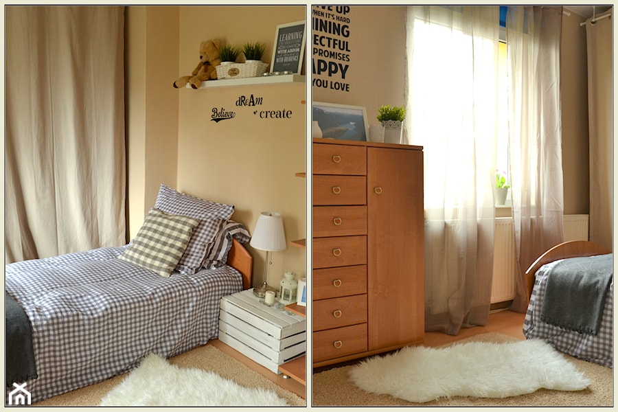 Mała beżowa sypialnia, styl tradycyjny - zdjęcie od natasza7890
