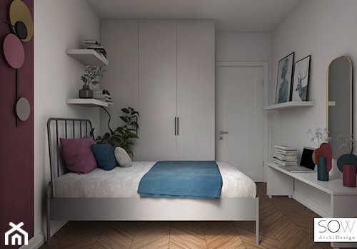 Projekt apartamentu na Grzybowskiej w Warszawie - Średni biały pokój dziecka dla nastolatka dla chło ... - zdjęcie od Architektura wnętrz Sylwia Woch
