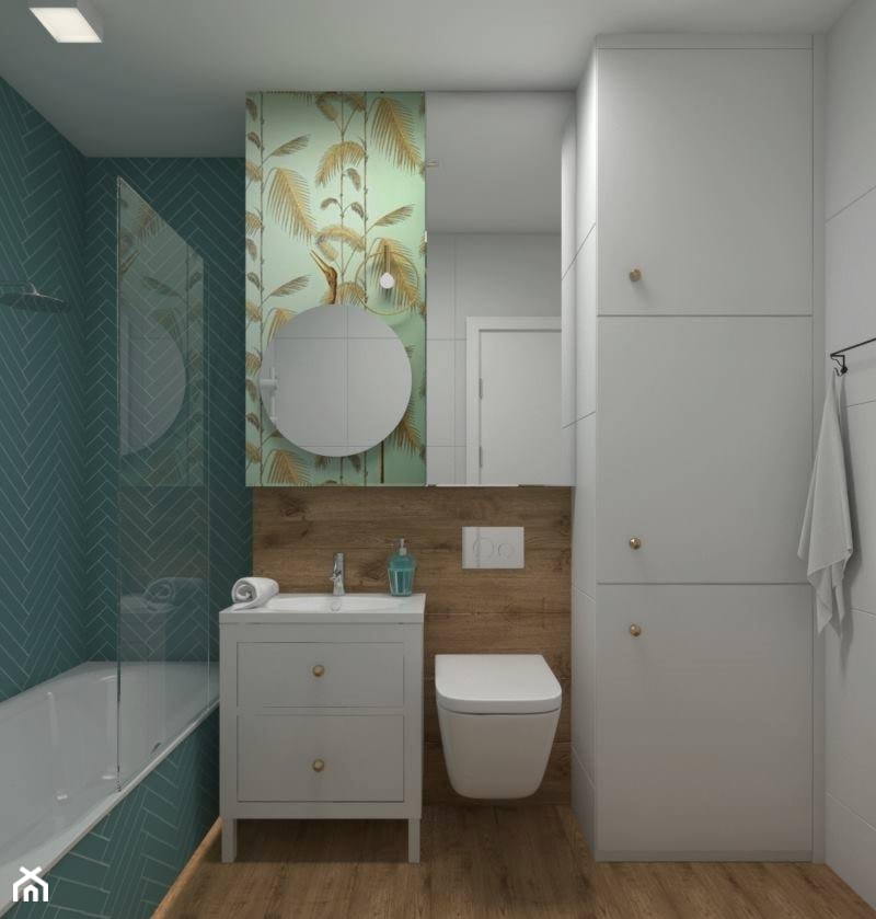Mieszkanie w pastelach - Średnia bez okna z punktowym oświetleniem łazienka, styl skandynawski - zdjęcie od Architektura wnętrz Sylwia Woch
