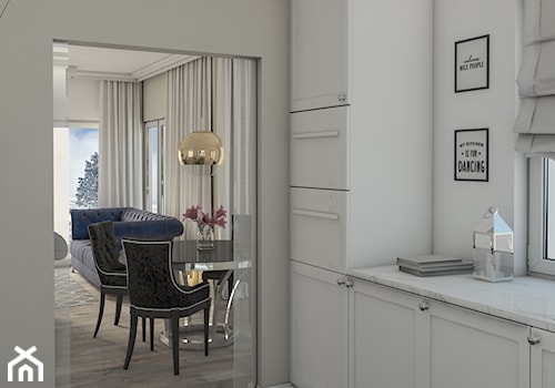 Mała biała jadalnia w salonie, styl glamour - zdjęcie od Architektura wnętrz Sylwia Woch