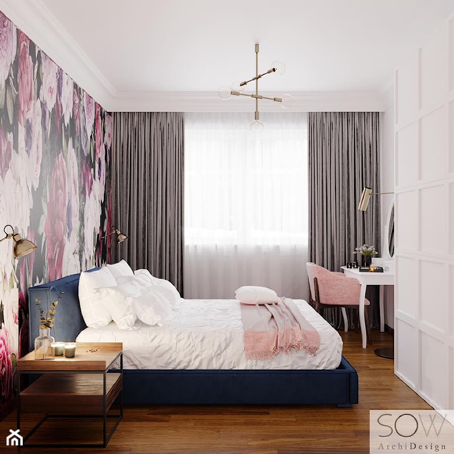 Stylowe mieszkanie - Średnia biała sypialnia, styl nowoczesny - zdjęcie od Architektura wnętrz Sylwia Woch