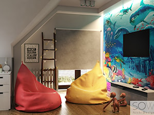 Projekt domu w Ożarowie Mazowieckim - Mały szary pokój dziecka dla dziecka dla chłopca dla dziewczynki, styl nowoczesny - zdjęcie od Architektura wnętrz Sylwia Woch