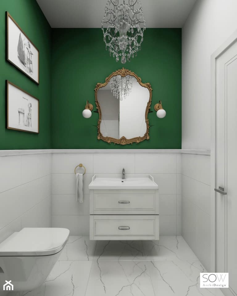 Mieszkanie pod wynajem na Złotej - Mała bez okna z lustrem z marmurową podłogą łazienka, styl nowoczesny - zdjęcie od Architektura wnętrz Sylwia Woch - Homebook