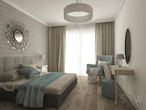 Dom w Piasecznie - Średnia biała szara sypialnia, styl nowoczesny - zdjęcie od Architektura wnętrz Sylwia Woch