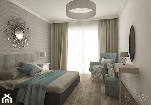 Dom w Piasecznie - Średnia biała szara sypialnia, styl nowoczesny - zdjęcie od Architektura wnętrz Sylwia Woch