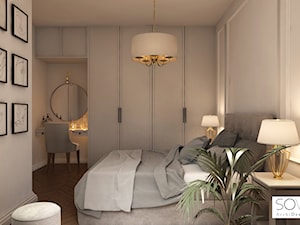 Projekt apartamentu na Grzybowskiej w Warszawie - Średnia szara sypialnia, styl glamour - zdjęcie od Architektura wnętrz Sylwia Woch