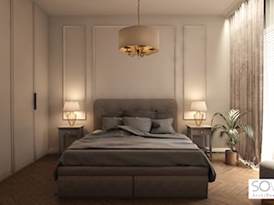 Projekt apartamentu na Grzybowskiej w Warszawie - Mała szara sypialnia, styl glamour - zdjęcie od Architektura wnętrz Sylwia Woch