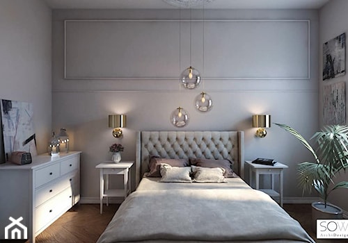 Mieszkanie pod wynajem na Złotej - Średnia szara sypialnia, styl nowoczesny - zdjęcie od Architektura wnętrz Sylwia Woch