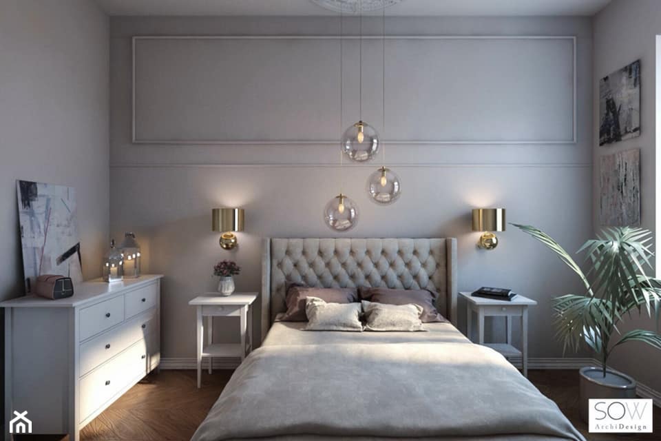 Mieszkanie pod wynajem na Złotej - Średnia szara sypialnia, styl nowoczesny - zdjęcie od Architektura wnętrz Sylwia Woch - Homebook