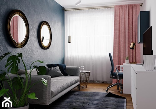 Stylowe mieszkanie - Średnie z sofą białe szare biuro, styl nowoczesny - zdjęcie od Architektura wnętrz Sylwia Woch