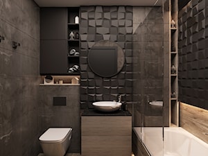 Mroczna łazienka - Średnia bez okna z punktowym oświetleniem łazienka, styl nowoczesny - zdjęcie od Architektura wnętrz Sylwia Woch