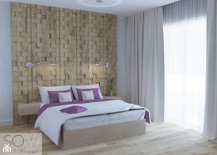 Mieszkanie na warszawskim Wilanowie - Średnia biała sypialnia z balkonem / tarasem, styl nowoczesny - zdjęcie od Architektura wnętrz Sylwia Woch