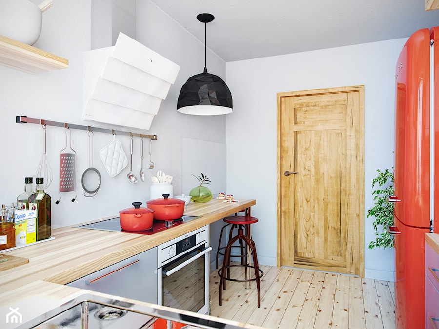 Nowoczesna kuchnia z białym okapem przyściennym Larto - zdjęcie od GLOBALO.PL - Ciche i wydajne okapy kuchenne