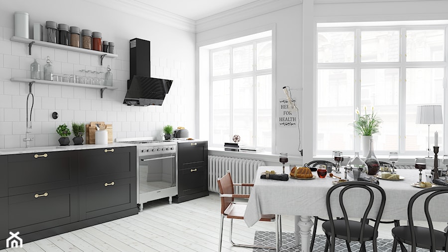 Zjawiskowa kuchnia w stylu skandynawskim z okapem Certus - zdjęcie od GLOBALO.PL - Ciche i wydajne okapy kuchenne