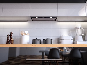 Nowoczesna biało czarna kuchnia z okapem Delico 60.1 Black - zdjęcie od GLOBALO.PL - Ciche i wydajne okapy kuchenne