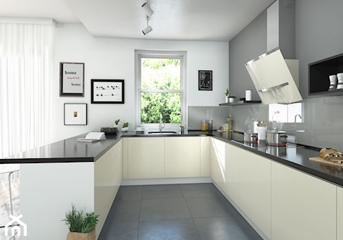 Biały okap altemo w nowoczesnej kuchni - zdjęcie od GLOBALO.PL - Ciche i wydajne okapy kuchenne