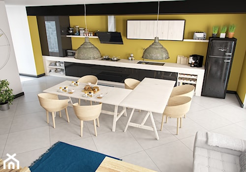 Czarny przyścienny okap Larto w minimalistycznej kuchni - zdjęcie od GLOBALO.PL - Ciche i wydajne okapy kuchenne