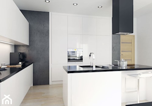 Czarny okap Toredo w minimalistycznej kuchni - zdjęcie od GLOBALO.PL - Ciche i wydajne okapy kuchenne