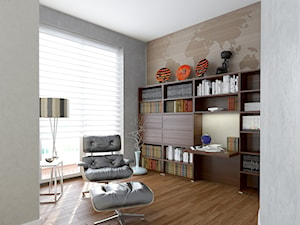 Mieszkanie w Krakowie - Średnie z zabudowanym biurkiem beżowe szare biuro, styl tradycyjny - zdjęcie od DGMarchitekci