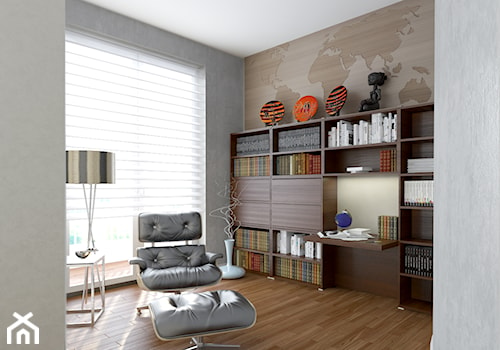 Mieszkanie w Krakowie - Średnie z zabudowanym biurkiem beżowe szare biuro, styl tradycyjny - zdjęcie od DGMarchitekci