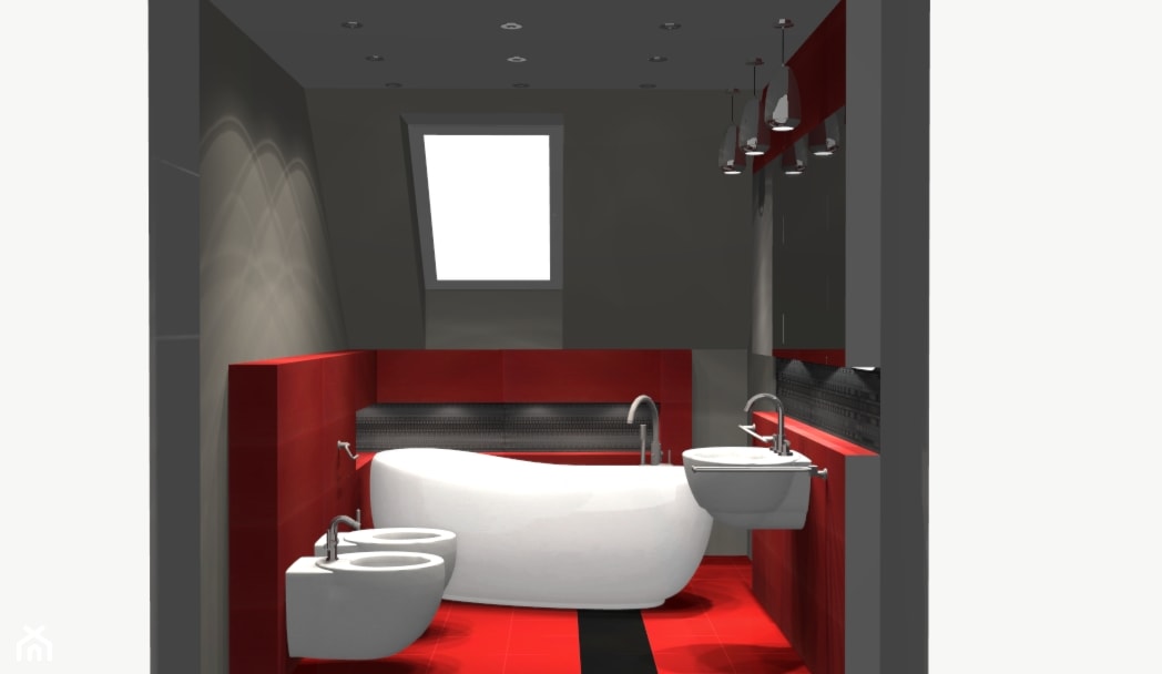 Łazienka szaro-czerwona - zdjęcie od Unicad Design - Homebook