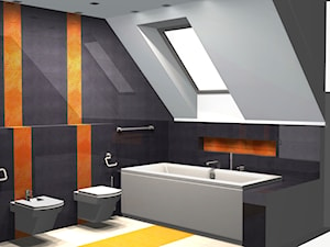 Łazienka grafitowa z nutą pomarańczy - zdjęcie od Unicad Design