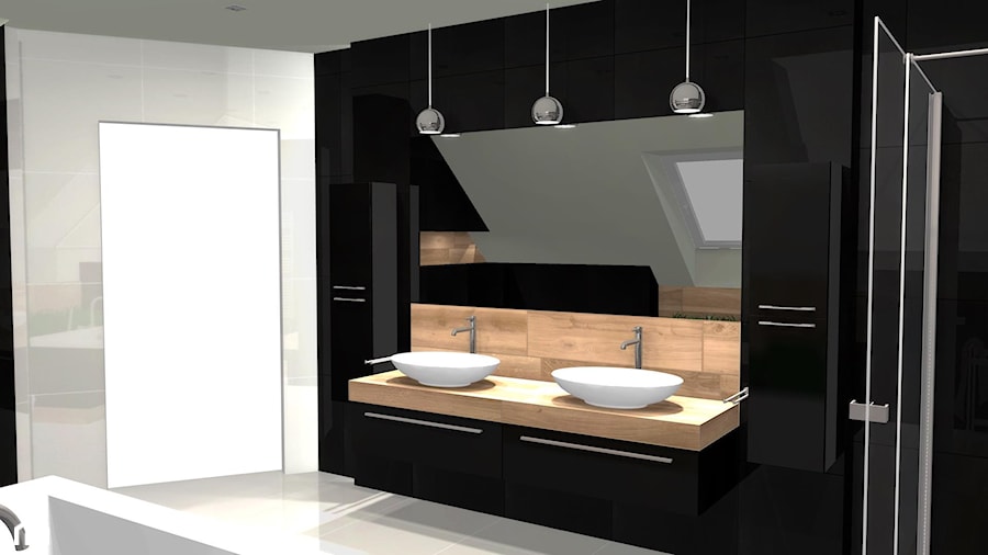 Czarna elegancka łazienka - Łazienka, styl nowoczesny - zdjęcie od Unicad Design