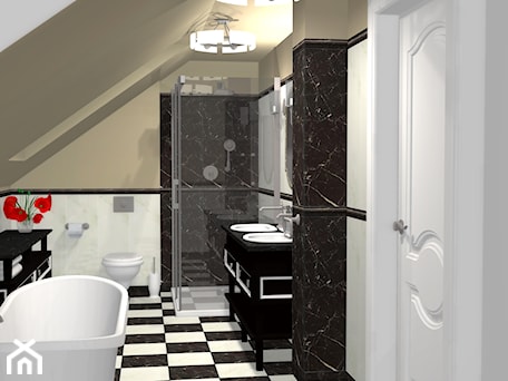 Aranżacje wnętrz - Łazienka: Klasyczna łazienka czarno biała - Łazienka, styl tradycyjny - Unicad Design. Przeglądaj, dodawaj i zapisuj najlepsze zdjęcia, pomysły i inspiracje designerskie. W bazie mamy już prawie milion fotografii!