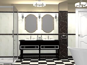 Klasyczna łazienka czarno biała - Łazienka, styl tradycyjny - zdjęcie od Unicad Design