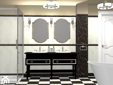 Aranżacje wnętrz - Łazienka: Klasyczna łazienka czarno biała - Łazienka, styl tradycyjny - Unicad Design. Przeglądaj, dodawaj i zapisuj najlepsze zdjęcia, pomysły i inspiracje designerskie. W bazie mamy już prawie milion fotografii!