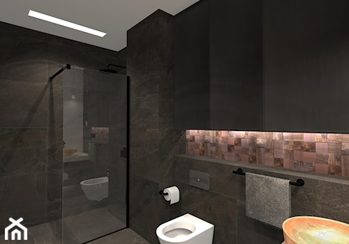 Łazienka z miedzianą mozaiką - Średnia bez okna łazienka, styl industrialny - zdjęcie od Unicad Design