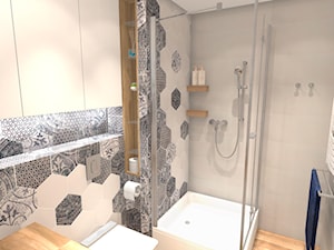 Łazienka z patchworkiem - Mała bez okna łazienka, styl nowoczesny - zdjęcie od Unicad Design