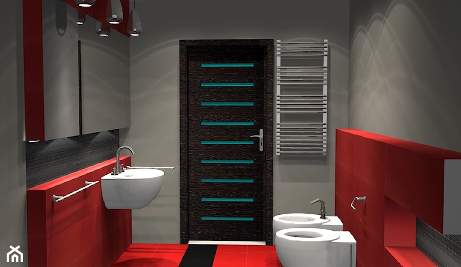 Łazienka szaro-czerwona - zdjęcie od Unicad Design