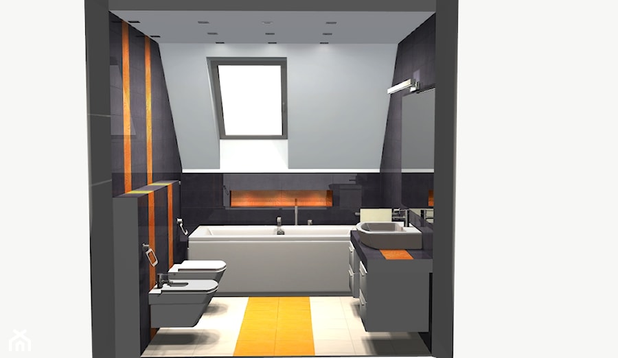 Łazienka grafitowa z nutą pomarańczy - zdjęcie od Unicad Design