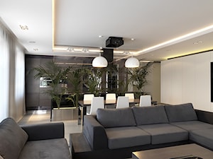apartament Włochy - Mały biały salon z jadalnią, styl nowoczesny - zdjęcie od ON/OFF Architekci