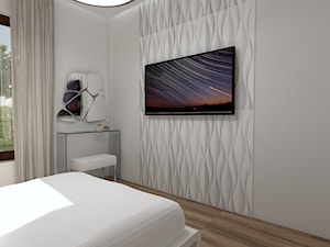 MARYMONT WARSZAWA - Mała szara sypialnia, styl nowoczesny - zdjęcie od EŻ ARCHITECT Pracownia architektoniczna Ewelina Żuchowska