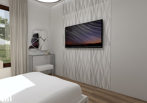 MARYMONT WARSZAWA - Mała szara sypialnia, styl nowoczesny - zdjęcie od EŻ ARCHITECT Pracownia architektoniczna Ewelina Żuchowska